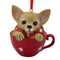 4" Brown And Red Resin Dog Christmas Figurine
