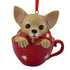 4" Brown And Red Resin Dog Christmas Figurine