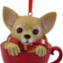 4" Brown And Red Resin Dog Christmas Figurine