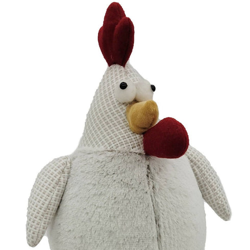 22" White Yellow And Red Fabric Rooster Figurine