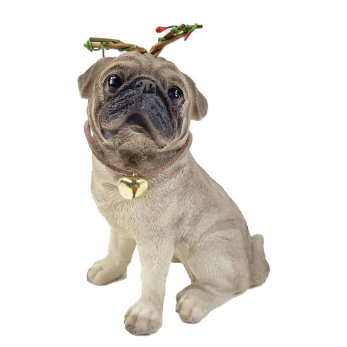 4" Cream Brown And Gold Polyresin Dog Christmas Figurine