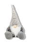 29" Gray And White Fabric Christmas Santa and Mrs. Claus Sitting Gnome