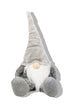 29" Gray And White Fabric Christmas Santa and Mrs. Claus Sitting Gnome
