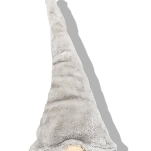 29" Gray And White Fabric Christmas Santa and Mrs. Claus Sitting Gnome