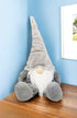 29" Gray And White Fabric Christmas Santa and Mrs. Claus Sitting Gnome