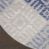 8' Beige Blue and Gray Geometric Round Rug