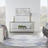 8' Beige Blue and Gray Geometric Round Rug