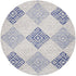 8' Beige Blue and Gray Geometric Round Rug