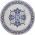 8' Ivory and Blue Floral Round Rug