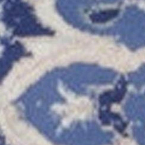 8' Ivory and Blue Floral Round Rug