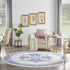 8' Ivory and Blue Floral Round Rug