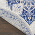 8' Ivory and Blue Floral Round Rug