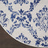 8' Ivory and Navy Blue Damask Distressed Round Rug