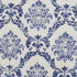 8' Ivory and Navy Blue Damask Distressed Round Rug