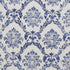 8' Ivory and Navy Blue Damask Distressed Round Rug