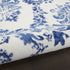 8' Ivory and Navy Blue Damask Distressed Round Rug
