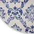 8' Ivory and Navy Blue Damask Distressed Round Rug