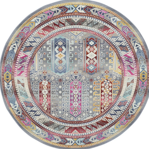 9' X 12' Ivory Gray And Red Floral Distressed Non Skid Area Rug