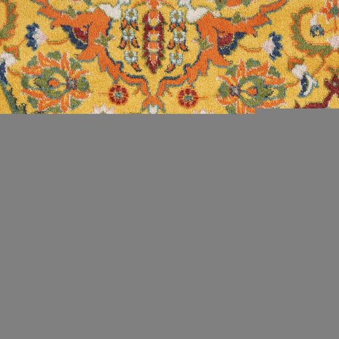 5' Yellow Round Floral Power Loom Area Rug