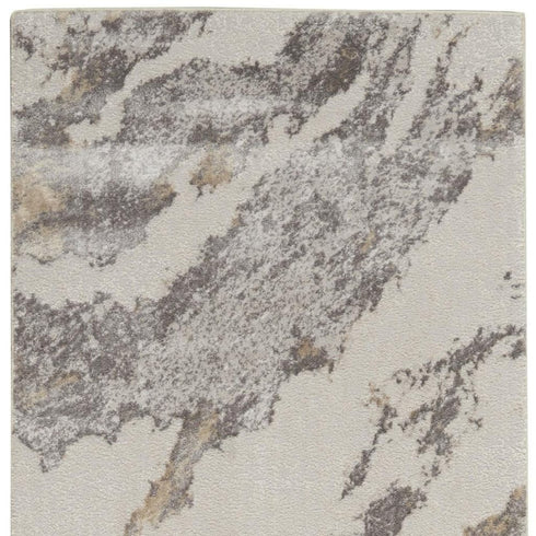 8' Ivory Brown And Gray Abstract Non Skid Runner Rug