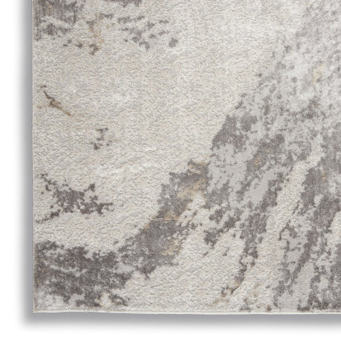 8' Ivory Brown And Gray Abstract Non Skid Runner Rug