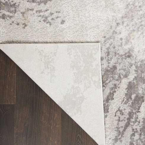 8' Ivory Brown And Gray Abstract Non Skid Runner Rug
