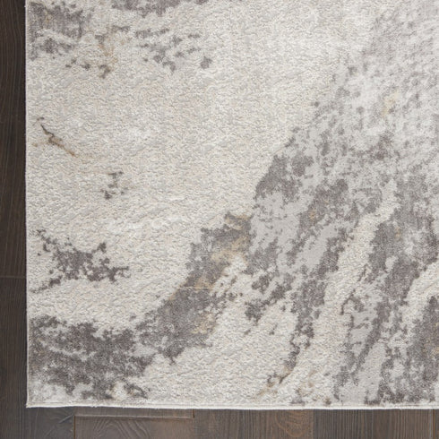 8' Ivory Brown And Gray Abstract Non Skid Runner Rug
