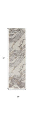 8' Ivory Brown And Gray Abstract Non Skid Runner Rug