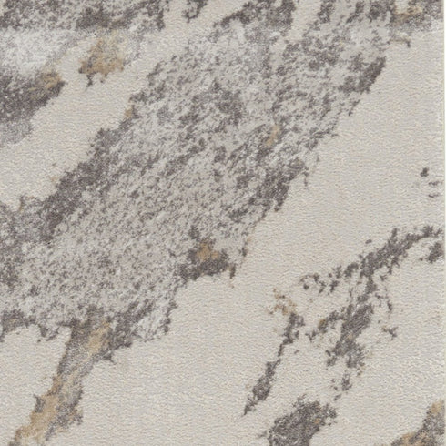 8' Ivory Brown And Gray Abstract Non Skid Runner Rug