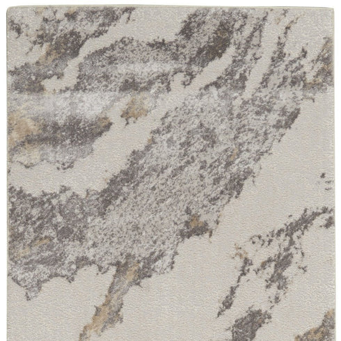 8' Ivory Brown And Gray Abstract Non Skid Runner Rug