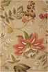 5' X 8' Beige and Red Botanical Leaves Hand Carved Handmade Area Rug