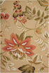 5' X 8' Beige and Red Botanical Leaves Hand Carved Handmade Area Rug