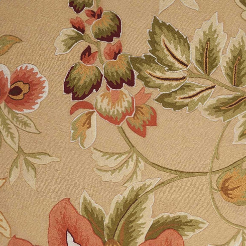 5' X 8' Beige and Red Botanical Leaves Hand Carved Handmade Area Rug