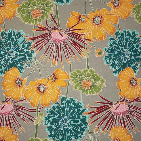 5' X 8' Gray Red and Yellow Floral Hand Carved Handmade Area Rug