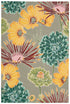 5' X 8' Gray Red and Yellow Floral Hand Carved Handmade Area Rug