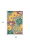 5' X 8' Gray Red and Yellow Floral Hand Carved Handmade Area Rug