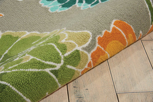 5' X 8' Gray Red and Yellow Floral Hand Carved Handmade Area Rug