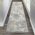 7' Ivory Blue And Gray Abstract Distressed Runner Rug
