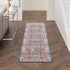 8' X 10' Ivory Pink And Gray Floral Distressed Non Skid Area Rug