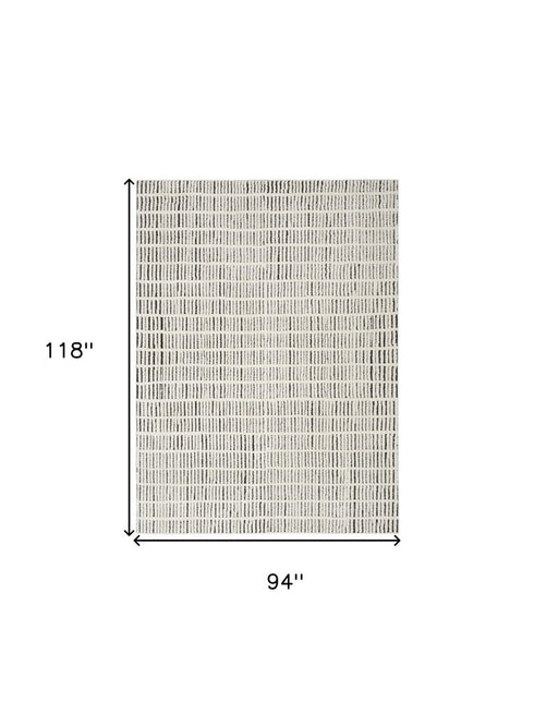 8' X 10' White Geometric Area Rug