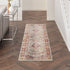 8' X 10' Ivory Red And Orange Floral Distressed Non Skid Area Rug