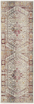 8' X 10' Ivory Red And Orange Floral Distressed Non Skid Area Rug