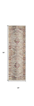 8' X 10' Ivory Red And Orange Floral Distressed Non Skid Area Rug