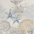 8' Ivory Blue And Gray Seashell and Coral Non Skid Runner Rug