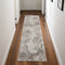 8' Ivory and Gray Abstract Non Skid Runner Rug