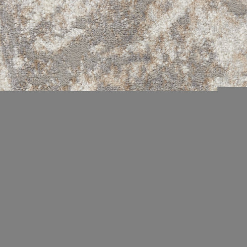 8' Ivory and Gray Abstract Non Skid Runner Rug