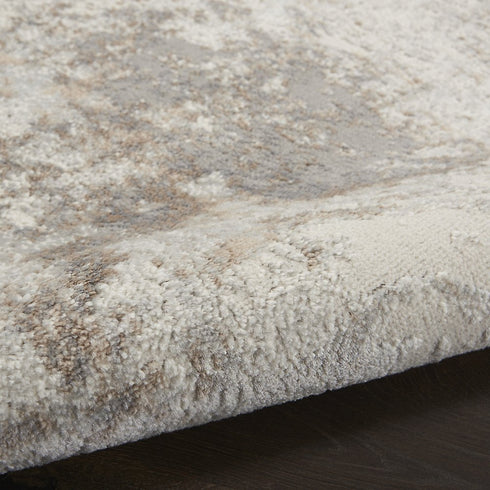 8' Ivory and Gray Abstract Non Skid Runner Rug