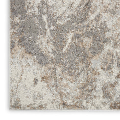 8' Ivory and Gray Abstract Non Skid Runner Rug