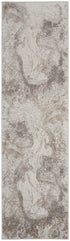 8' Ivory and Gray Abstract Non Skid Runner Rug