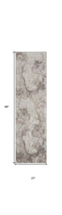 8' Ivory and Gray Abstract Non Skid Runner Rug